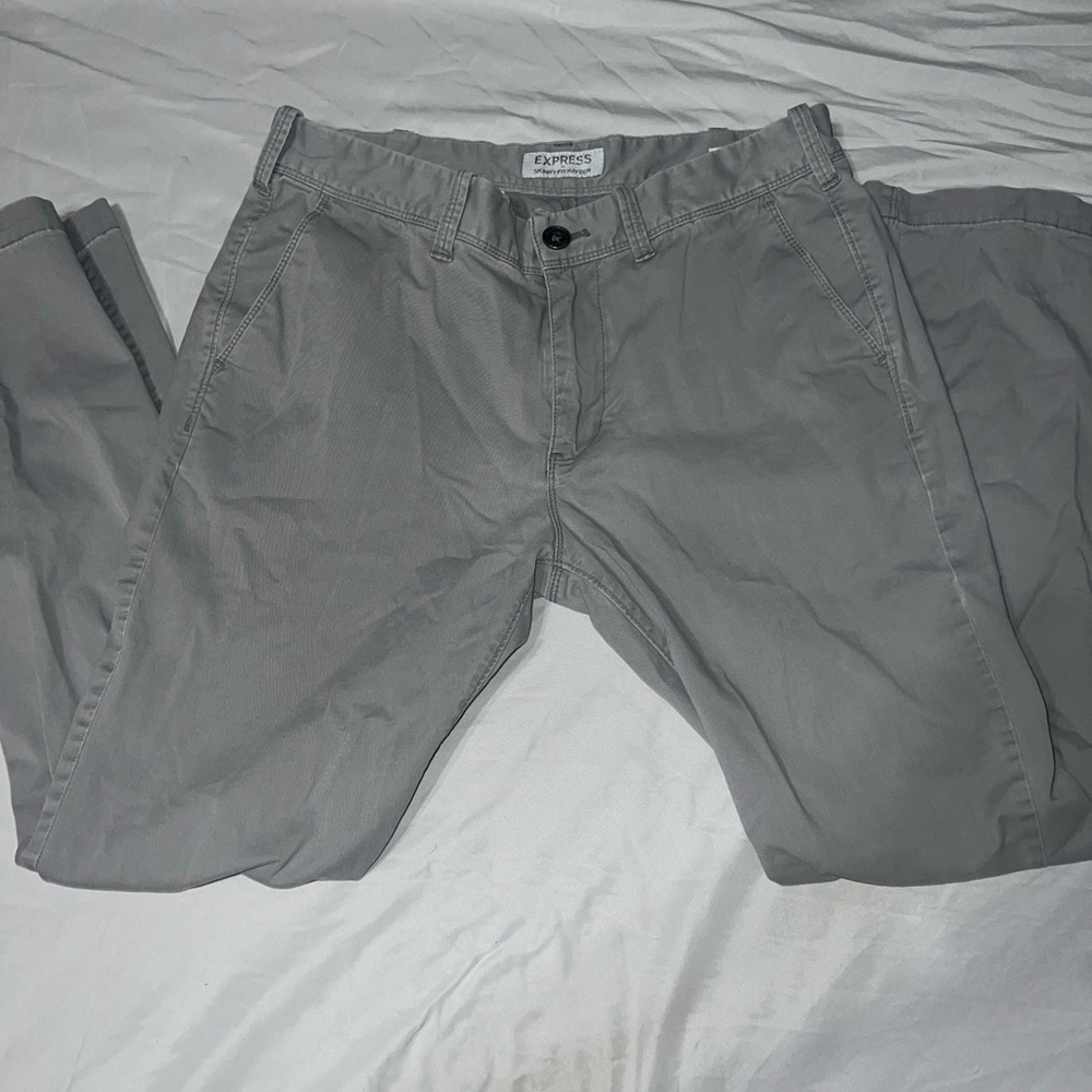 Express Mens Size 31/ 30 Skinny Fit Hayden Light Gray Dress Pants